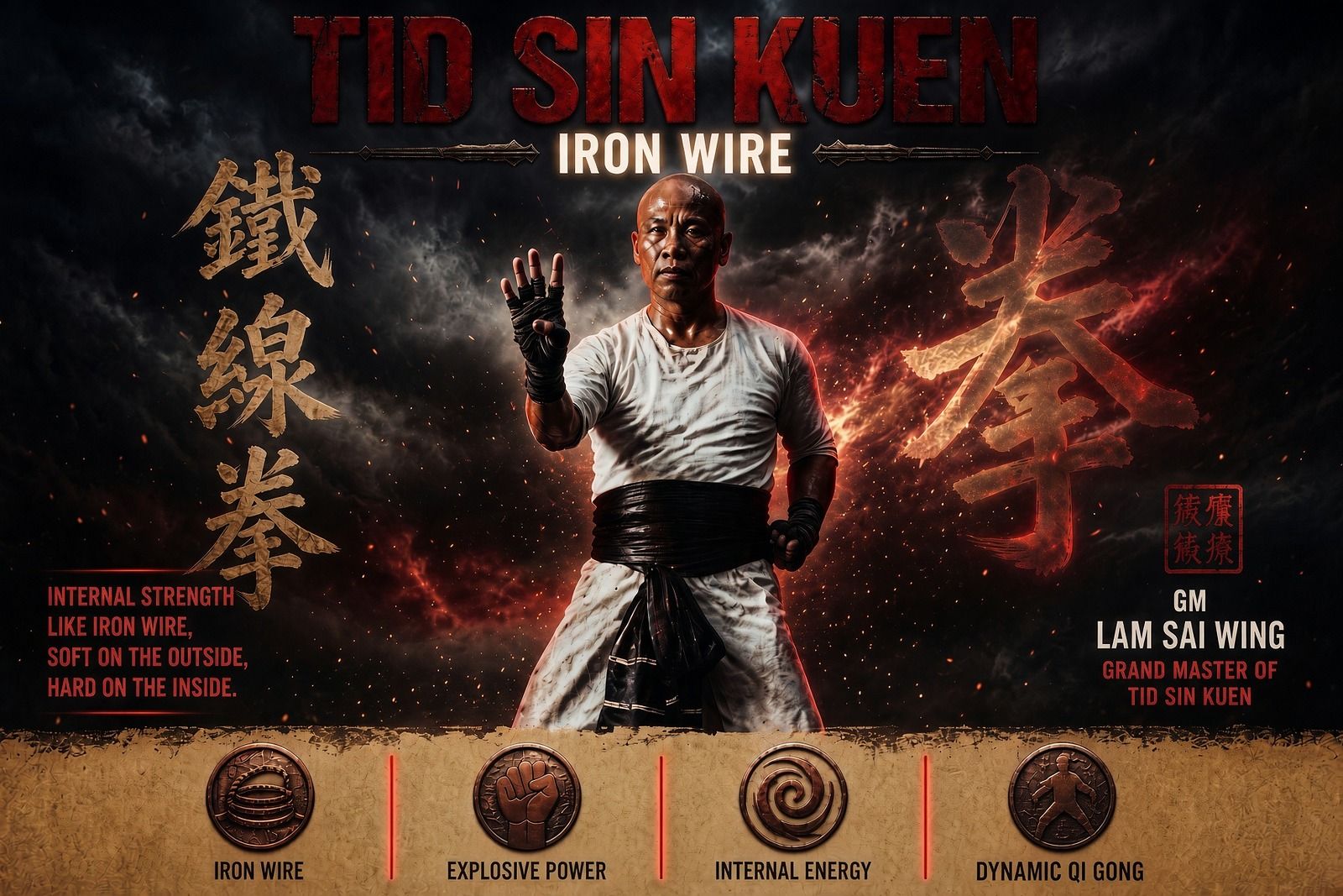 Tid Sin Kuen (Steel Wire) poster, pictured: Grandmaster Lam Sai Wing